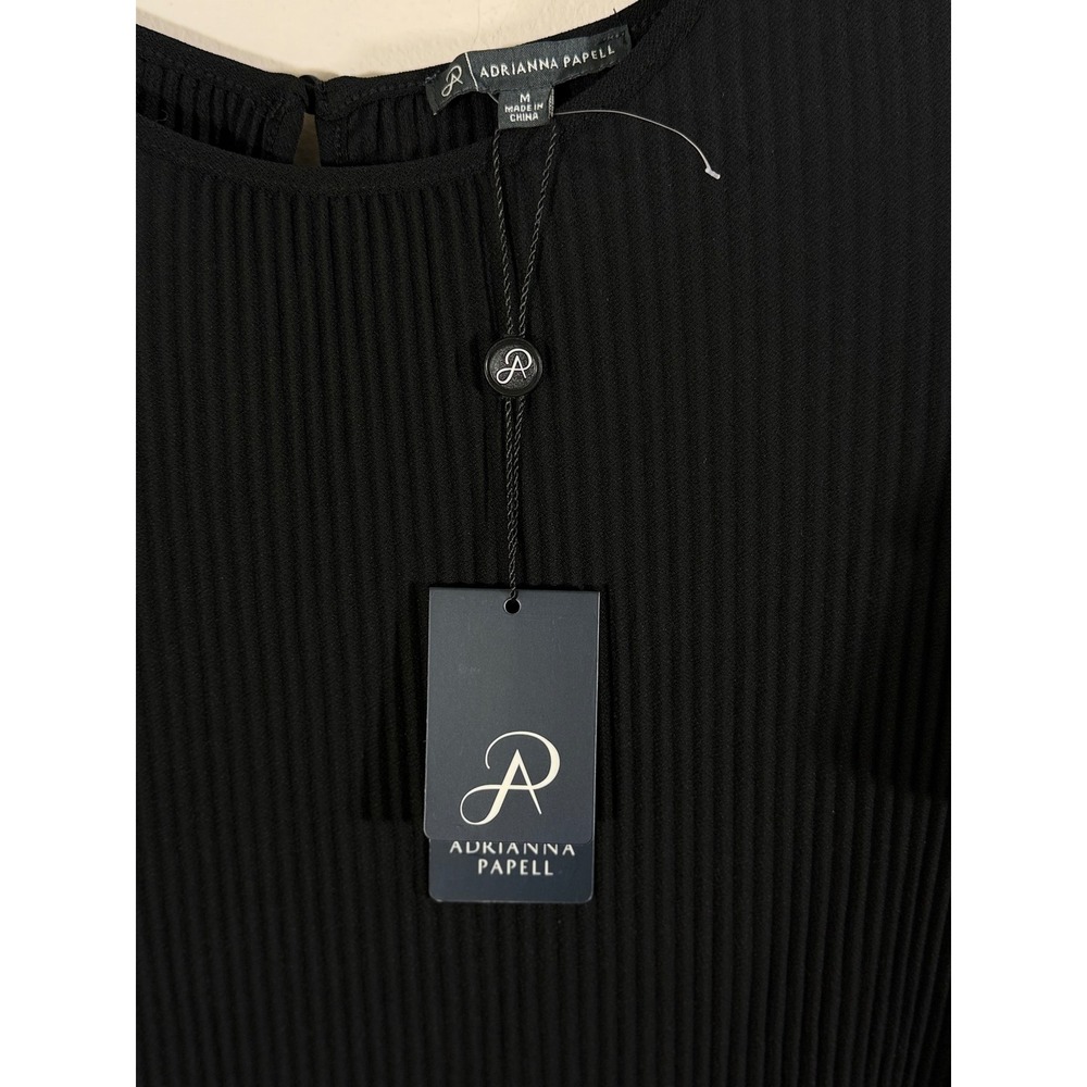 NWT Adrianna Papell Black Pleated Flutter Sleeve Blouse Top Women's M Career - Picture 3 of 10